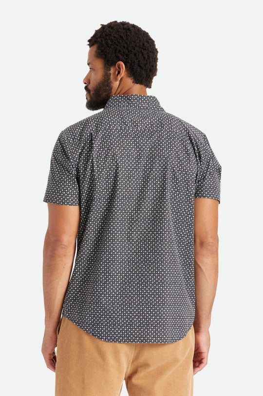 Charter Print Button Up -  Black