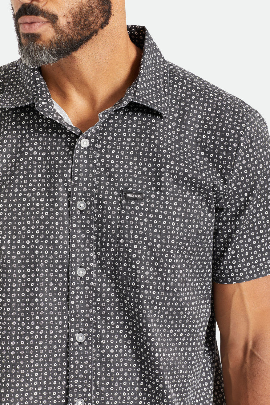 Charter Print Button Up -  Black